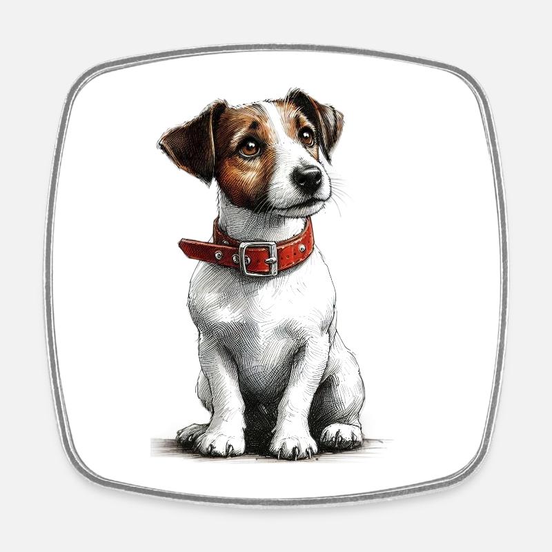 Jack Russel Terrier - Square fridge magnet - white