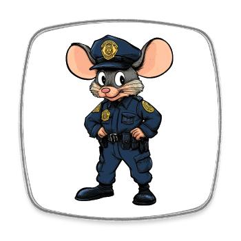 Mouse Policewoman / Police Mouse - Square fridge magnet - white - Front
