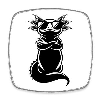 Cooler Axolotl – Sonnenbrille Chef Attitüde - Viereckiger Kühlschrankmagnet - Weiß - Vorne