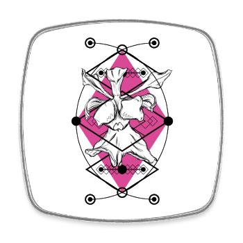 Orchideengeometrischer Raum - Viereckiger Kühlschrankmagnet - Weiß - Vorne