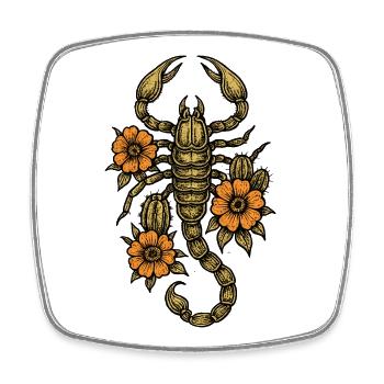 Antiker Skorpion mit Blüten - Viereckiger Kühlschrankmagnet - Weiß - Vorne