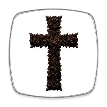 Brown Rosicrucian on Black - Square fridge magnet - white - Front