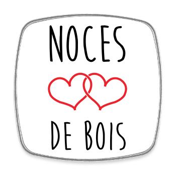 Noces de bois – 5 ans de mariage - Magnet carré - blanc - Devant