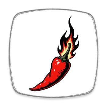 Red hot chili pepper with flames - Square fridge magnet - white - Front