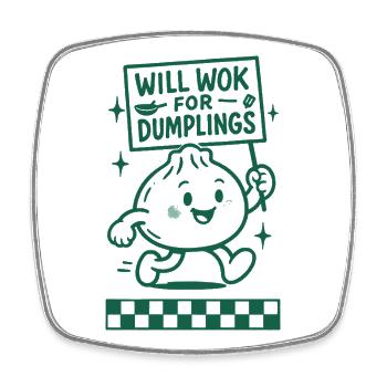 Wok pour les raviolis | Humour de raviolis - Magnet carré - blanc - Devant