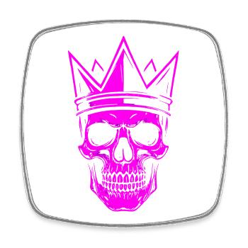 Neon Skull mit Krone Pink Gothic Style Sticker - Viereckiger Kühlschrankmagnet - Weiß - Vorne