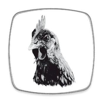 Fans de poulet - Coq - Coq - Poulet fleur - Bio - Magnet carré - blanc - Devant
