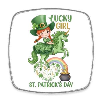 Lucky Girl St. Patrick's Day lustiges Zitat - Viereckiger Kühlschrankmagnet - Weiß - Vorne