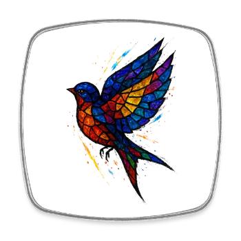 Swallow Stained Glass: Colorful & Poetic Art - Square fridge magnet - white - Front
