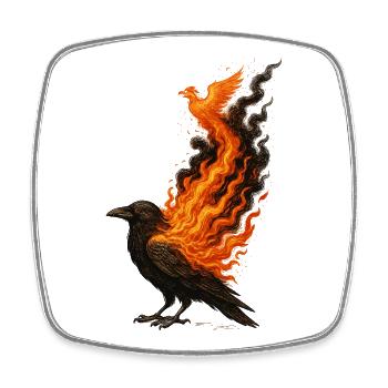 Phoenix Raven: Fire Rebirth - Square fridge magnet - white - Front