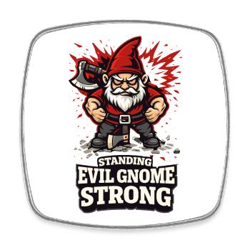 Evil Gnome, Dark Gnome, Goth Gnome, Funny Gnome - Square fridge magnet - white - Front