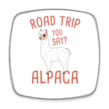 Alpaca My Jeep Funny Road Trip Alpaca Pun Design - Square fridge magnet - white - Front