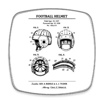 Patent für den Football-Helm-Bauplan - Viereckiger Kühlschrankmagnet - Weiß - Vorne