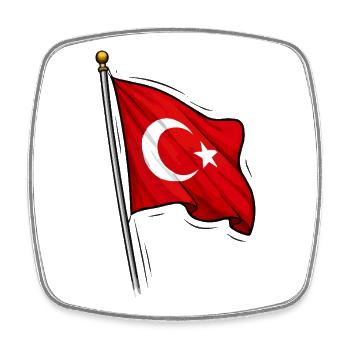 Drapeau de la Turquie - Magnet carré - blanc - Devant