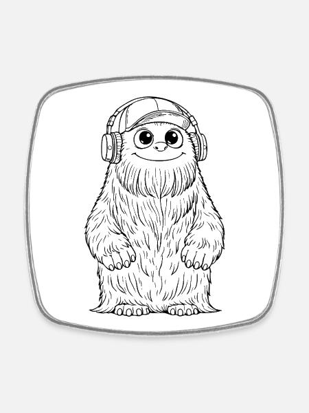 DJ Fluffo - Monster Fluffonster® black - Square fridge magnet - white