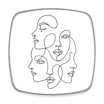 Multiface minimaliste en une ligne - Magnet carré - blanc - Devant