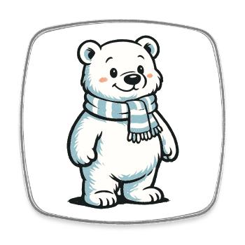 Polar bear with scarf - Square fridge magnet - white - Front