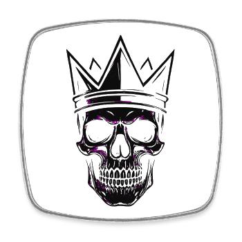 King Skull pour les fans de Tattoo Rock Gamers - Magnet carré - blanc - Devant