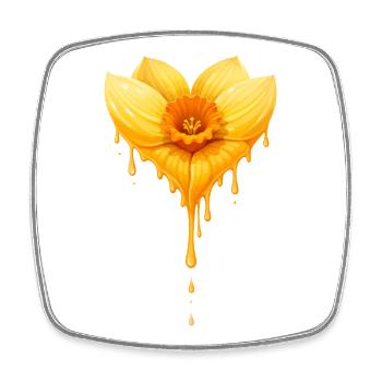 Daffodil Flower Heart Shape Illustration - Square fridge magnet - white - Front