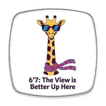 Große Giraffe 2,01 m Die Aussicht ist hier oben besser - Viereckiger Kühlschrankmagnet - Weiß - Vorne