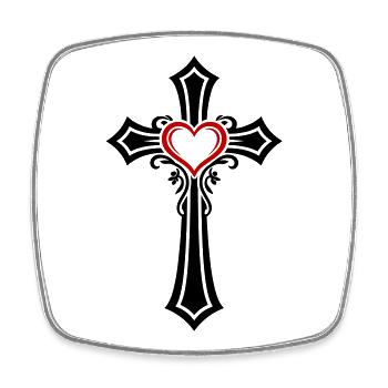 Symbole de Croix Cœur Foi - Magnet carré - blanc - Devant