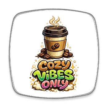 Cozy Vibes Only Kaffee - Viereckiger Kühlschrankmagnet - Weiß - Vorne