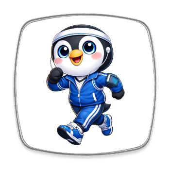 Marathon de jogging de pingouin sympa - Magnet carré - blanc - Devant