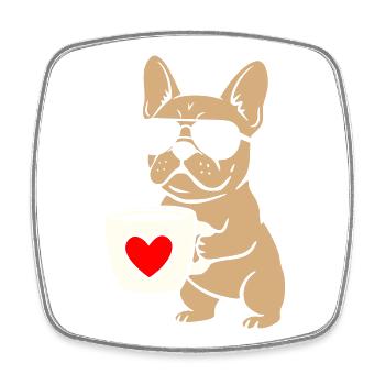 Frenchie Coffee Flat Design - Square fridge magnet - white - Front