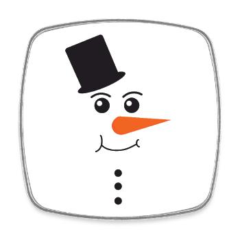 Snowman Face With Black Top Hat Winter Art - Viereckiger Kühlschrankmagnet - Weiß - Vorne