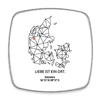 Dänemark Umriss - Holstebro Liebe - Koordinaten - Viereckiger Kühlschrankmagnet - Weiß - Vorne