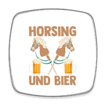Bier Pferd Hobby Horsing - Viereckiger Kühlschrankmagnet - Weiß - Vorne