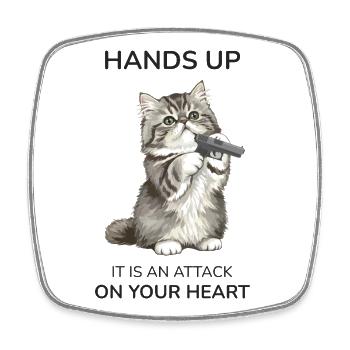 Hands Up It Is An Attack On Your Heart - Square fridge magnet - white - Front