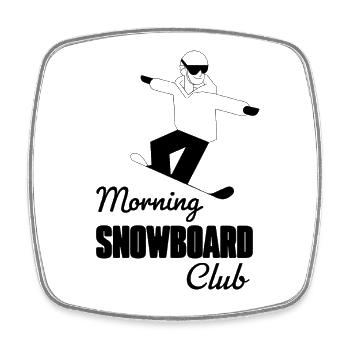 morning_snowboard_club - Magnet carré - blanc - Devant