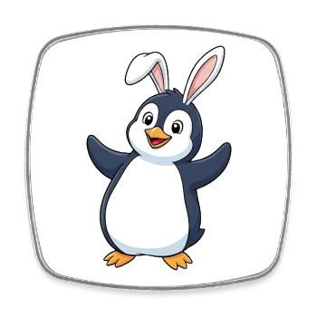 Mignon, dessin animé Pingouin, Lapin de Pâques - Magnet carré - blanc - Devant