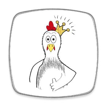Chicken with crown - Square fridge magnet - white - Front