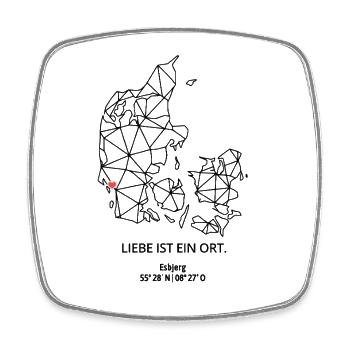 Dänemark Umriss - Esbjerg Liebe - Koordinaten - Viereckiger Kühlschrankmagnet - Weiß - Vorne