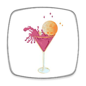 Cocktail disco – Martini rose avec Squirting Di - Magnet carré - blanc - Devant
