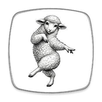 Dancing Lamb Sketch - Square fridge magnet - white - Front