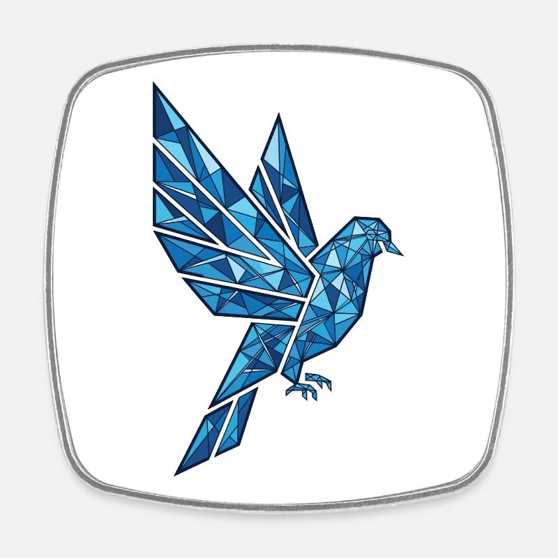 Polygon Dove Blue Flying–Abstract Geometric Dove - Square fridge magnet - white