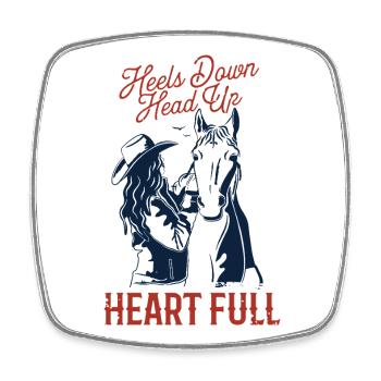 Equestrian sports - Heels down, head up, heart full. - Square fridge magnet - white - Front