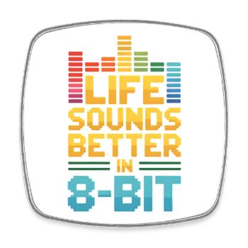 Life sounds better in 8-bit | Chiptune Vibes - Square fridge magnet - white - Front