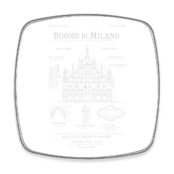 Illustration du plan du Milano Duomo - Magnet carré - blanc - Devant
