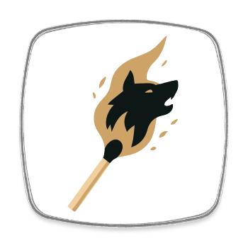Lone Wolf Flaming Alpha Style Match - Viereckiger Kühlschrankmagnet - Weiß - Vorne