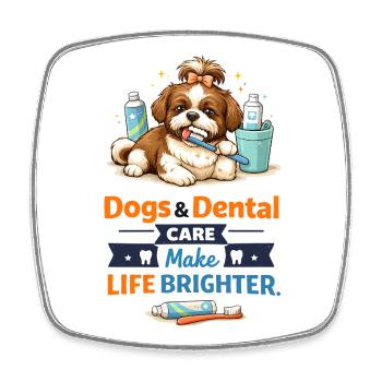 Dogs Dental Care Brighter Life - Square fridge magnet - white - Front