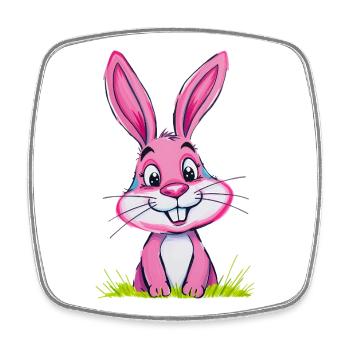 Lapin de Pâques Rose - Magnet carré - blanc - Devant