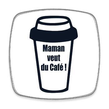 Maman Café - Magnet carré - blanc - Devant