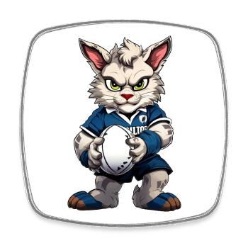 Rugby Cat - Magnet carré - blanc - Devant