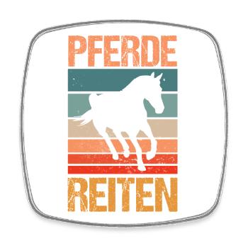 Reiten Pferdeliebhaber Reiterhof Pferde - Viereckiger Kühlschrankmagnet - Weiß - Vorne