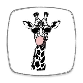 Cool Giraffe Bubble Vibes - Square fridge magnet - white - Front
