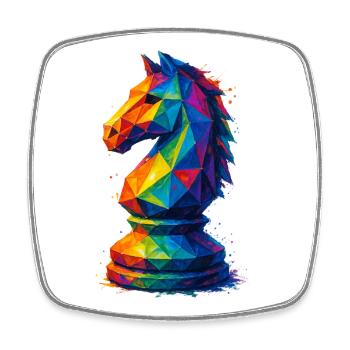 Geometric Rider: Die Beweglichkeit des Sprungs - Viereckiger Kühlschrankmagnet - Weiß - Vorne